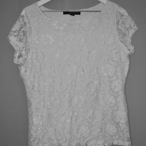 Formal white lace blouse